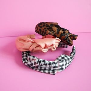 H&M Accessories - H&M Pink, Plaid & Leopard Satin Headband Set H&M Accessories - H&M Pink, Plaid & Leopard Satin Headband Set